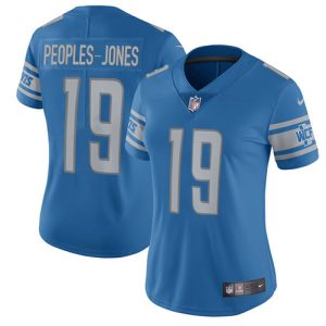 Lions #19 Donovan Peoples-Jones Blue Team Color Women's Stitched NFL Vapor Untouchable Limited Jersey