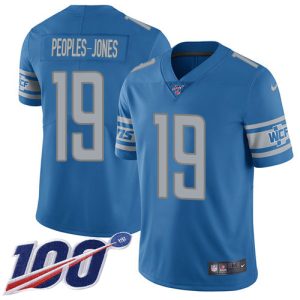 lions #19 donovan peoples-jones blue team color youth stitched nfl 100th season vapor untouchable limited custom jersey