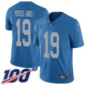 cheap Lions #19 Donovan Peoples-Jones Blue Throwback Men's Stitched NFL 100th Season Vapor Untouchable Limited Jersey