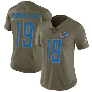 Lions #19 Donovan Peoples-Jones Olive Women's Stitched NFL Limited 2017 Salute To Service Jersey