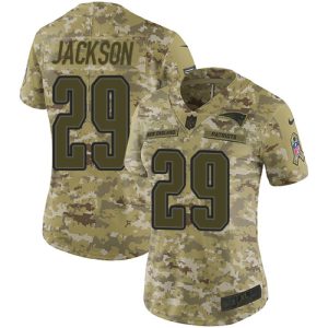 patriots #29 j.c. jackson camo women's stitched nfl limited 2018 salute to service replica jersey