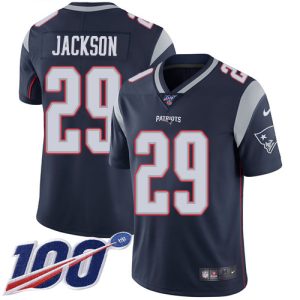 patriots #29 j.c. jackson navy blue team color men's stitched nfl 100th season vapor limited customized jersey