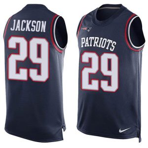 custom Patriots #29 J.C. Jackson Navy Blue Team Color Men's Stitched NFL Limited Tank Top Jersey