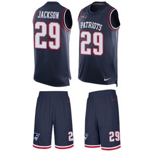 patriots #29 j.c. jackson navy blue team color men's stitched nfl limited tank top suit personalized jersey