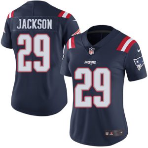 Patriots #29 J.C. Jackson Navy Blue Women's Stitched NFL Limited Rush Jersey