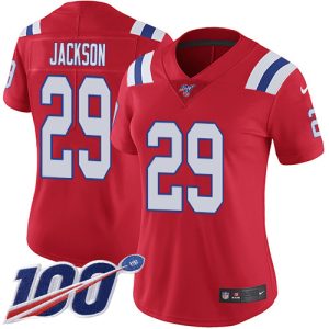 patriots #29 j.c. jackson red alternate women's stitched nfl 100th season vapor limited personalized jersey