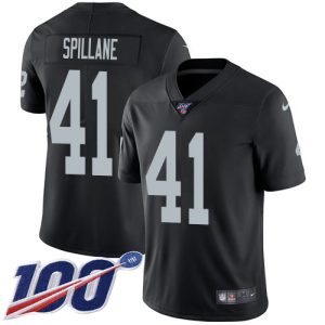 Raiders #41 Robert Spillane Black Team Color Men's Stitched NFL 100th Season Vapor Untouchable Limited Jersey