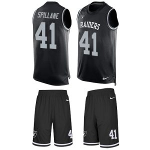 raiders #41 robert spillane black team color men's stitched nfl limited tank top suit custom jersey