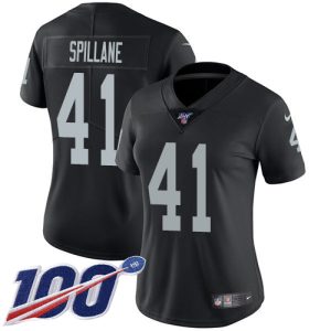 cheap Raiders #41 Robert Spillane Black Team Color Women's Stitched NFL 100th Season Vapor Untouchable Limited Jersey