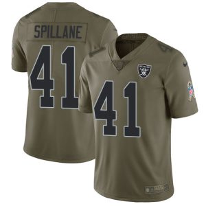 raiders #41 robert spillane olive men's stitched nfl limited 2017 salute to service personalized jersey