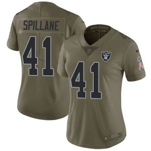 wholesale Raiders #41 Robert Spillane Olive Women's Stitched NFL Limited 2017 Salute To Service Jersey