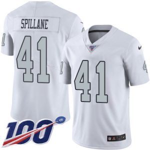 raiders #41 robert spillane white men's stitched nfl limited rush 100th season wholesale jersey