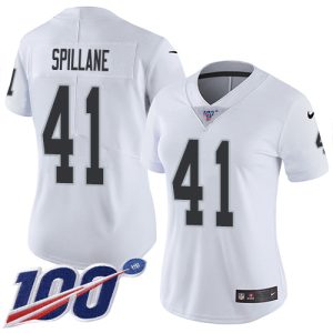 raiders #41 robert spillane white women's stitched nfl 100th season vapor untouchable limited wholesale jersey