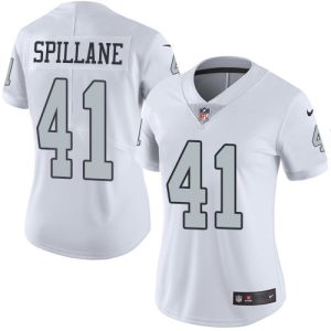 Raiders #41 Robert Spillane White Women's Stitched NFL Limited Rush Jersey