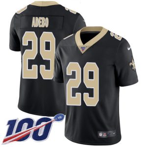 saints #29 paulson adebo black team color men's stitched nfl 100th season vapor limited wholesale jersey