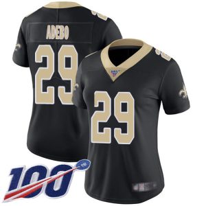 youth Saints #29 Paulson Adebo Black Team Color Women's Stitched NFL 100th Season Vapor Limited Jersey