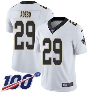 Saints #29 Paulson Adebo White Men's Stitched NFL 100th Season Vapor Limited Jersey