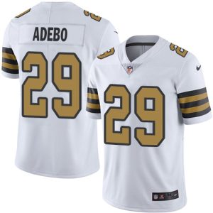 saints #29 paulson adebo white men's stitched nfl limited rush wholesale jersey