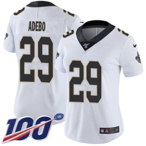 wholesale Saints #29 Paulson Adebo White Women's Stitched NFL 100th Season Vapor Limited Jersey