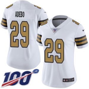 customized Saints #29 Paulson Adebo White Women's Stitched NFL Limited Rush 100th Season Jersey