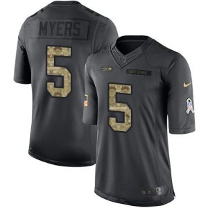 wholesale Seahawks #5 Jason Myers Black Men's Stitched NFL Limited 2016 Salute to Service Jersey