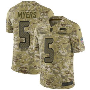 Seahawks #5 Jason Myers Camo Youth Stitched NFL Limited 2018 Salute To Service Jersey