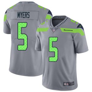 seahawks #5 jason myers gray men's stitched nfl limited inverted legend youth jersey