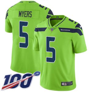 seahawks #5 jason myers green men's stitched nfl limited rush 100th season wholesale jersey