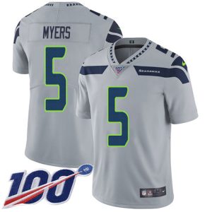 Seahawks #5 Jason Myers Grey Alternate Men's Stitched NFL 100th Season Vapor Untouchable Limited Jersey