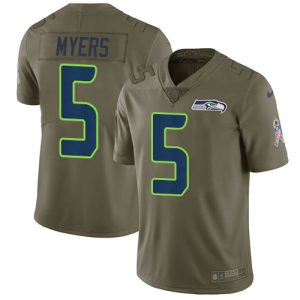 seahawks #5 jason myers olive men's stitched nfl limited 2017 salute to service authentic jersey