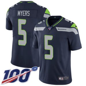 seahawks #5 jason myers steel blue team color men's stitched nfl 100th season vapor untouchable limited wholesale jersey