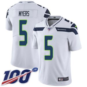 seahawks #5 jason myers white men's stitched nfl 100th season vapor untouchable limited personalized jersey