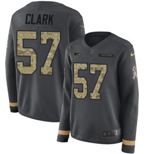 replica Seahawks #57 Frank Clark Anthracite Salute to Service Women's Stitched NFL Limited Therma Long Sleeve Jersey