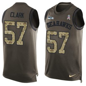 wholesale Seahawks #57 Frank Clark Green Men's Stitched NFL Limited Salute To Service Tank Top Jersey