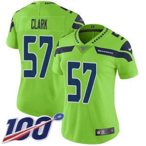 seahawks #57 frank clark green women's stitched nfl limited rush 100th season wholesale jersey