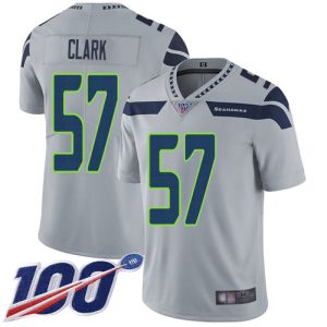 Seahawks #57 Frank Clark Grey Alternate Youth Stitched NFL 100th Season Vapor Untouchable Limited Jersey