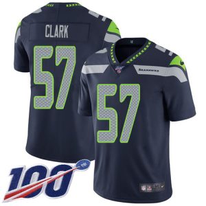 seahawks #57 frank clark steel blue team color men's stitched nfl 100th season vapor untouchable limited limited jersey