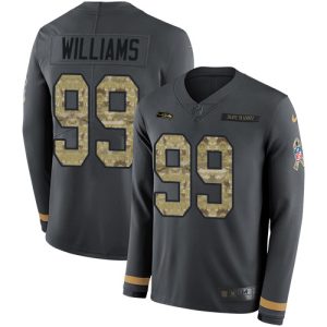 cheap Seahawks #99 Leonard Williams Anthracite Salute to Service Youth Stitched NFL Limited Therma Long Sleeve Jersey