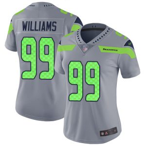 seahawks #99 leonard williams gray women's stitched nfl limited inverted legend personalized jersey