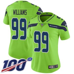 cheap Seahawks #99 Leonard Williams Green Women's Stitched NFL Limited Rush 100th Season Jersey