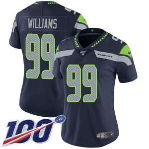 Seahawks #99 Leonard Williams Steel Blue Team Color Women's Stitched NFL 100th Season Vapor Untouchable Limited Jersey