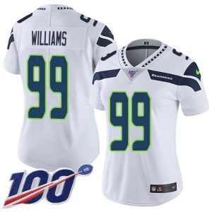 Seahawks #99 Leonard Williams White Women's Stitched NFL 100th Season Vapor Limited Jersey