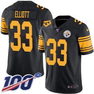 steelers #33 jalen elliott black men's stitched nfl limited rush 100th season elite jersey