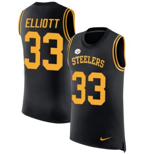 elite Steelers #33 Jalen Elliott Black Team Color Men's Stitched NFL Limited Rush Tank Top Jersey