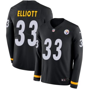 steelers #33 jalen elliott black team color stitched nfl limited therma long sleeve cheap jersey