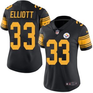 Steelers #33 Jalen Elliott Black Women's Stitched NFL Limited Rush Jersey