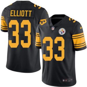 authentic Steelers #33 Jalen Elliott Black Youth Stitched NFL Limited Rush Jersey