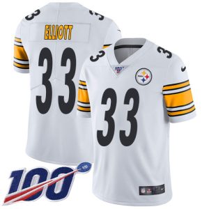 Steelers #33 Jalen Elliott White Men's Stitched NFL 100th Season Vapor Limited Jersey