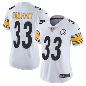 custom Steelers #33 Jalen Elliott White Women's Stitched NFL Vapor Untouchable Limited Jersey