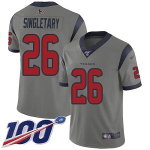 texans #26 devin singletary gray men's stitched nfl limited inverted legend 100th season wholesale jersey